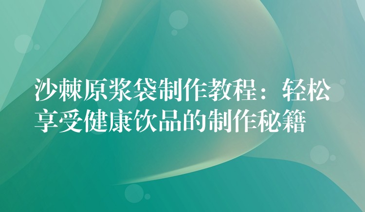 沙棘原浆袋制作教程：轻松享受健康饮品的制作秘籍