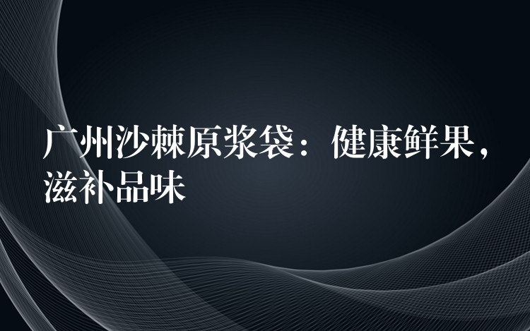 广州沙棘原浆袋：健康鲜果，滋补品味