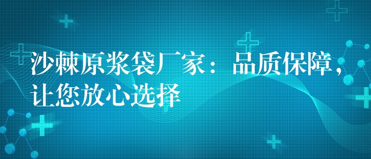 沙棘原浆袋厂家：品质保障，让您放心选择